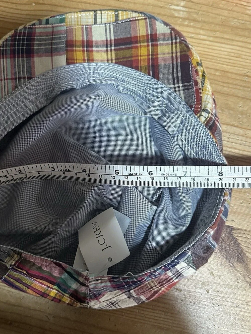 Y2K 2000’s J Crew Madras Patchwork Plaid News Boy Hat L/XL NWT